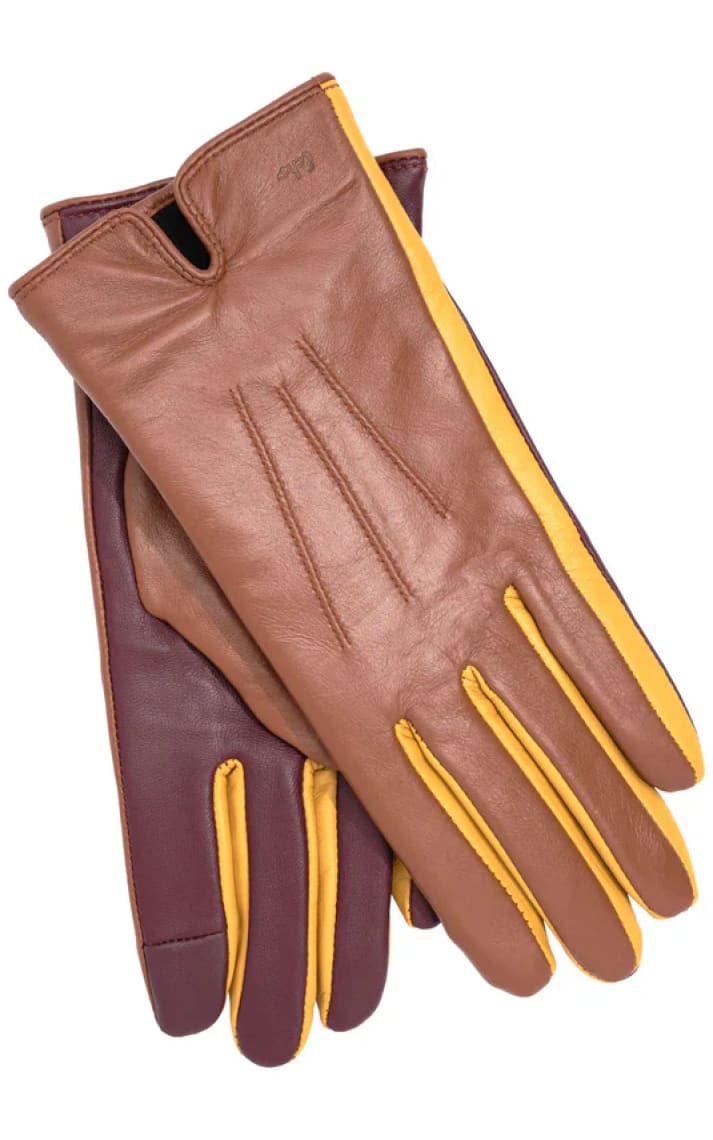 Echo - Colorblock Leather Glove in Cinnamon Bark - Cold