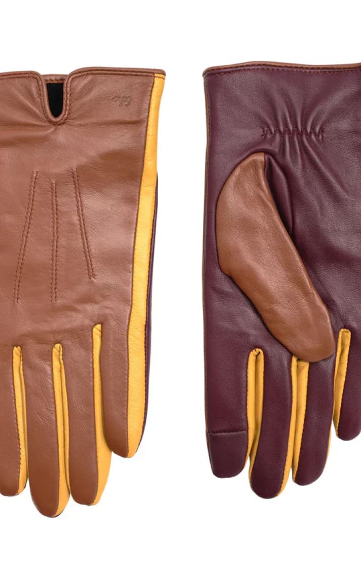 Echo - Colorblock Leather Glove in Cinnamon Bark - Cold