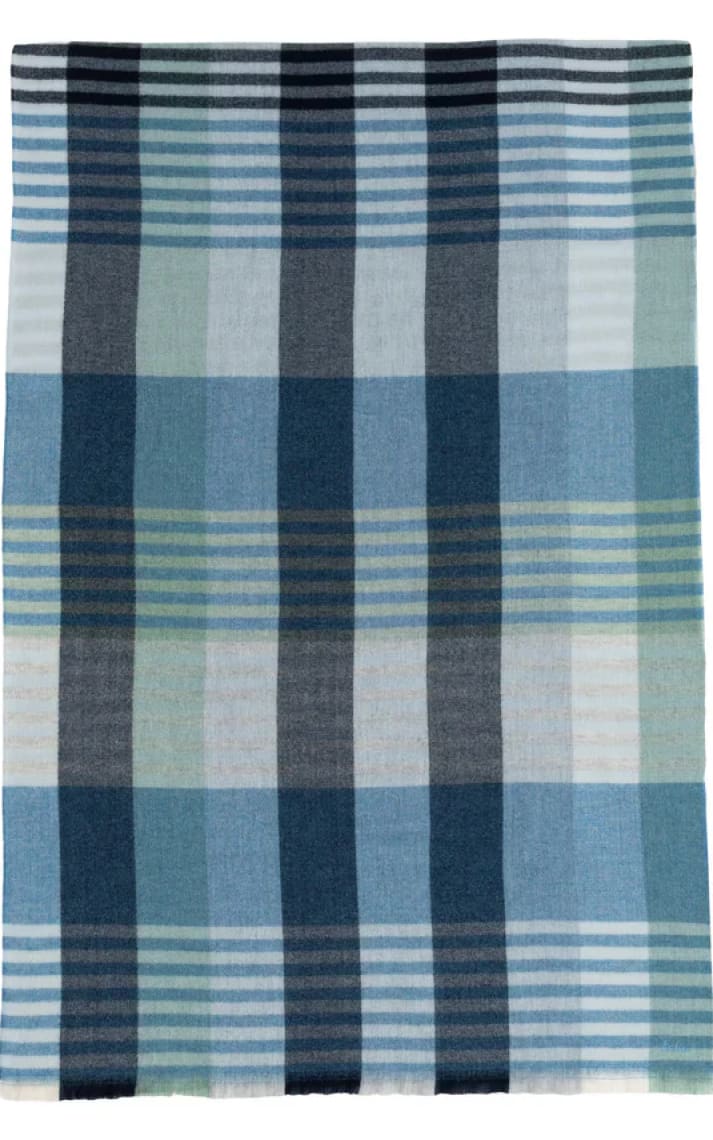 Echo- Gramercy Plaid Wrap in French Blue - Cold Weather