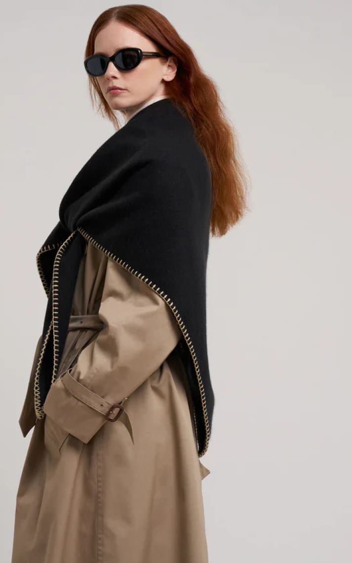 Echo- Oversized Triangle Wrap in Black - Cold Weather