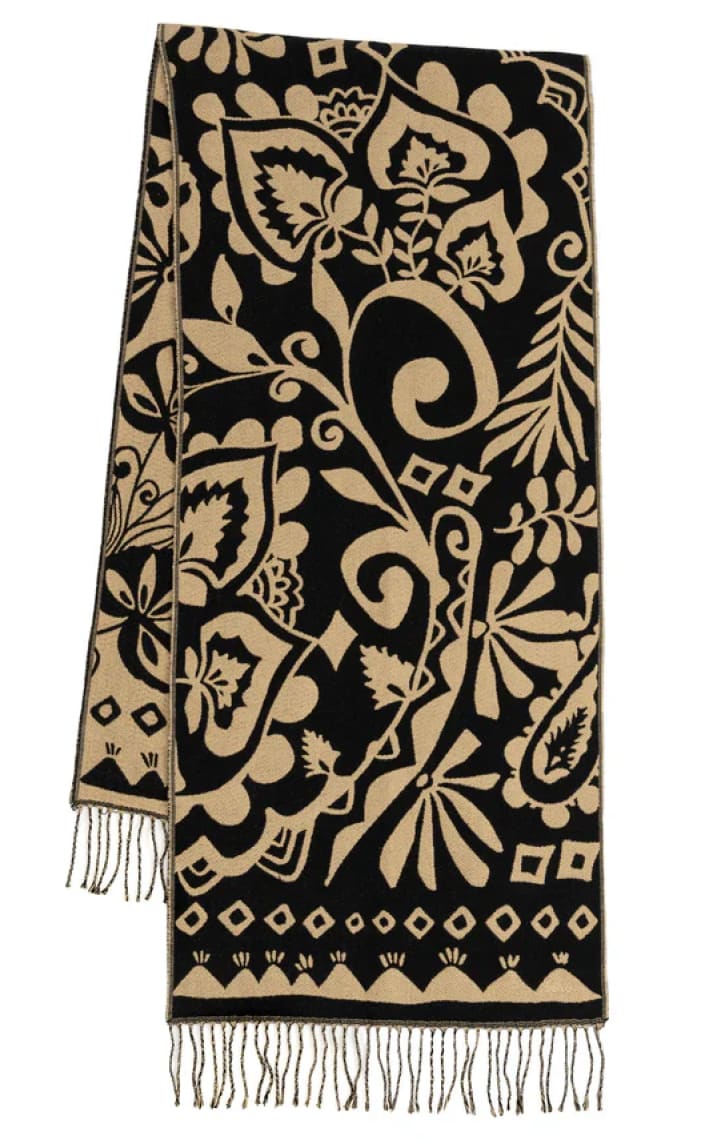 Echo- Park Paisley Jacquard Scarf in Black - Cold Weather