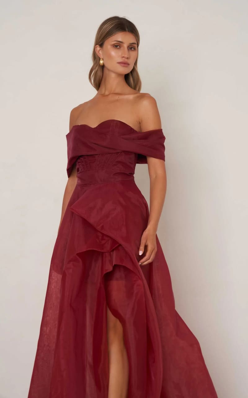 elle zeitoune- Alice Gown in Cranberry Red - 10 - Dress