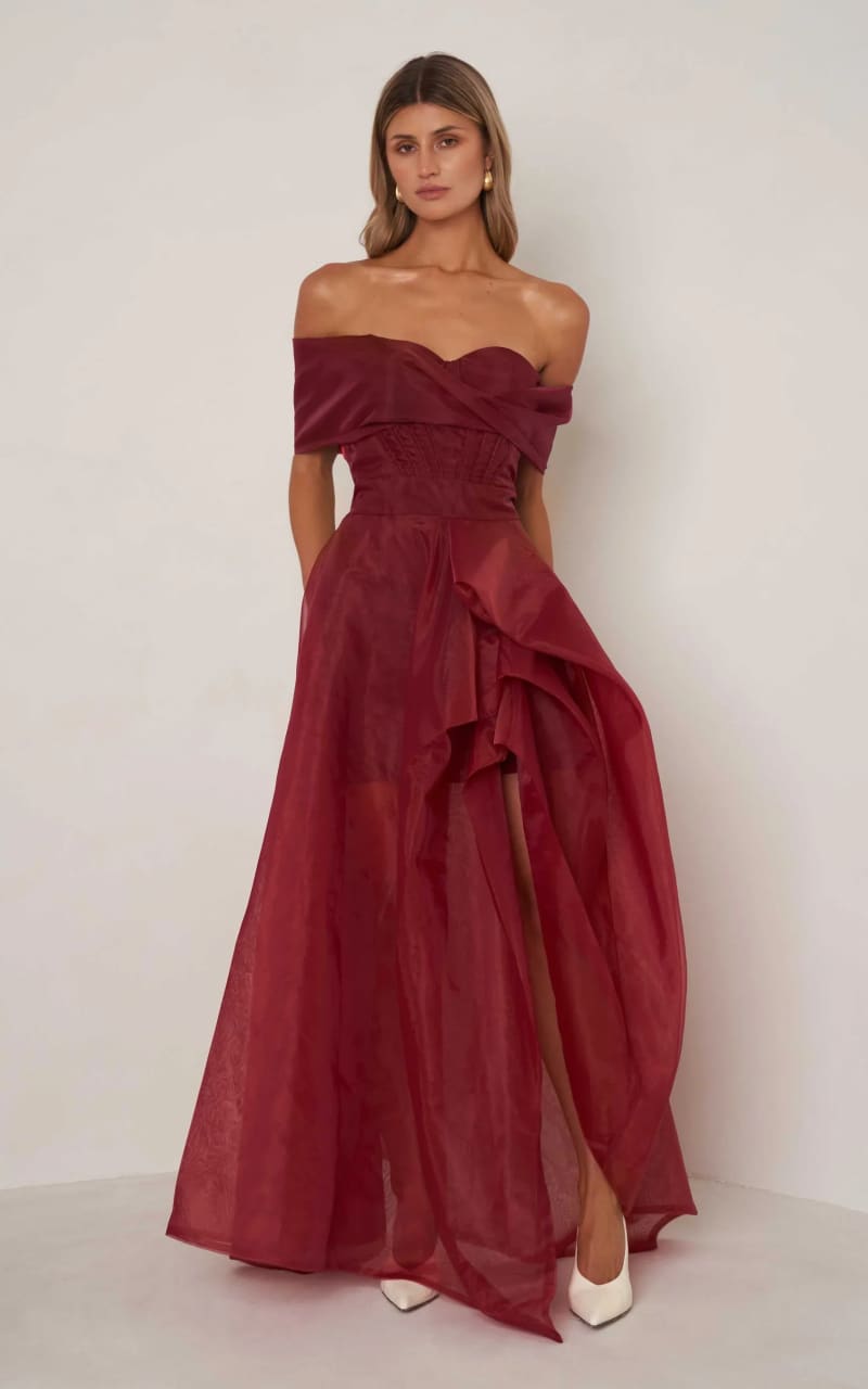 elle zeitoune- Alice Gown in Cranberry Red - 10 - Dress