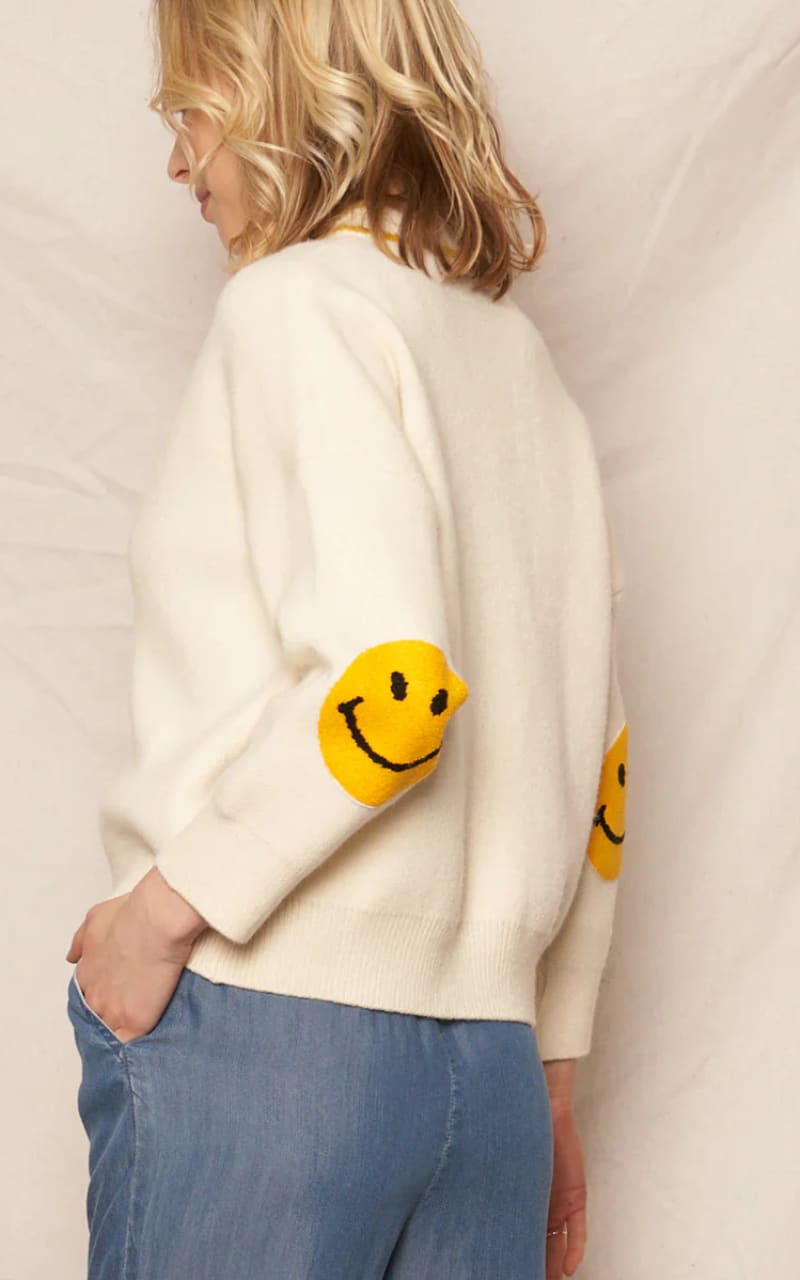 En Crème - Happy Face Elbow Cardigan - cardigan