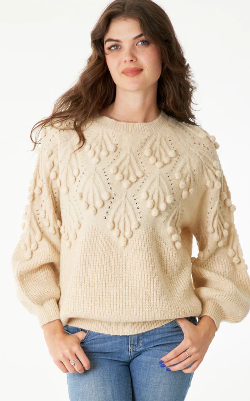 En Crème - Snowflake Pom Sweater - sweater