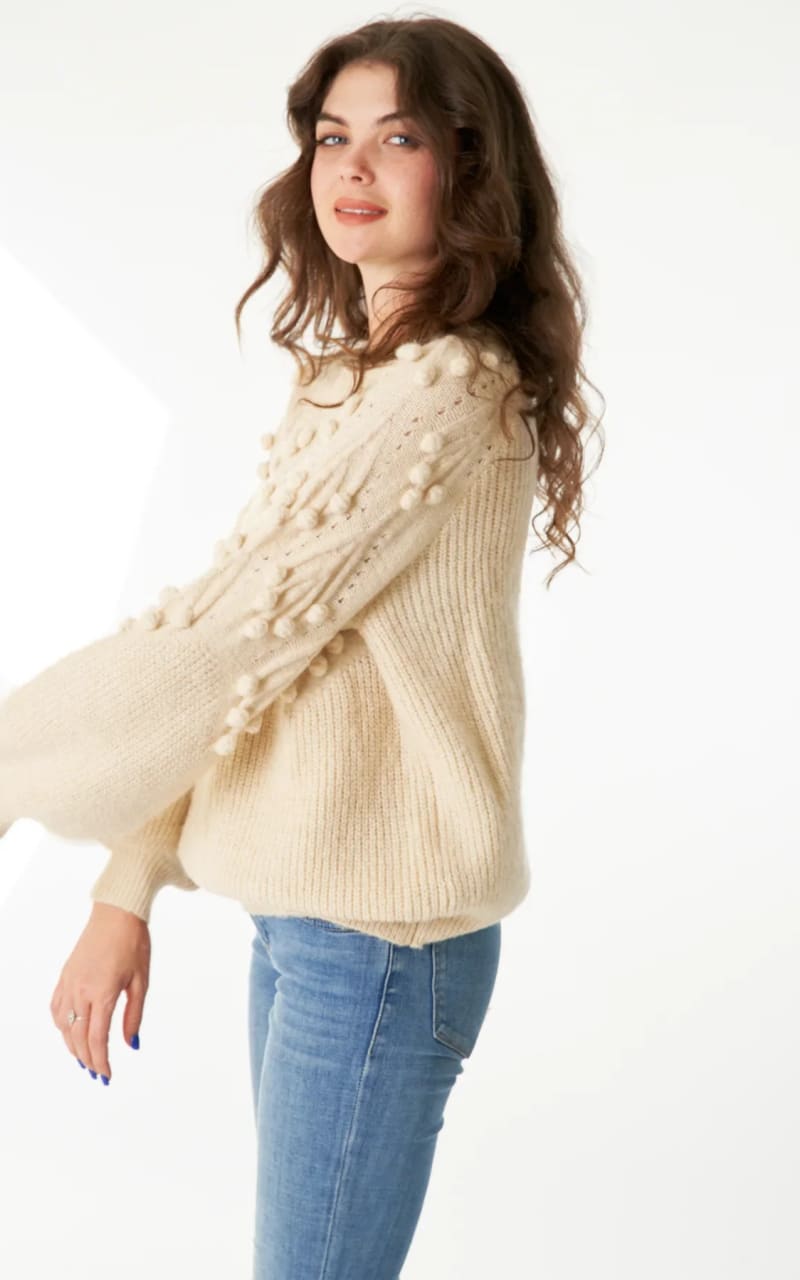 En Crème - Snowflake Pom Sweater - sweater