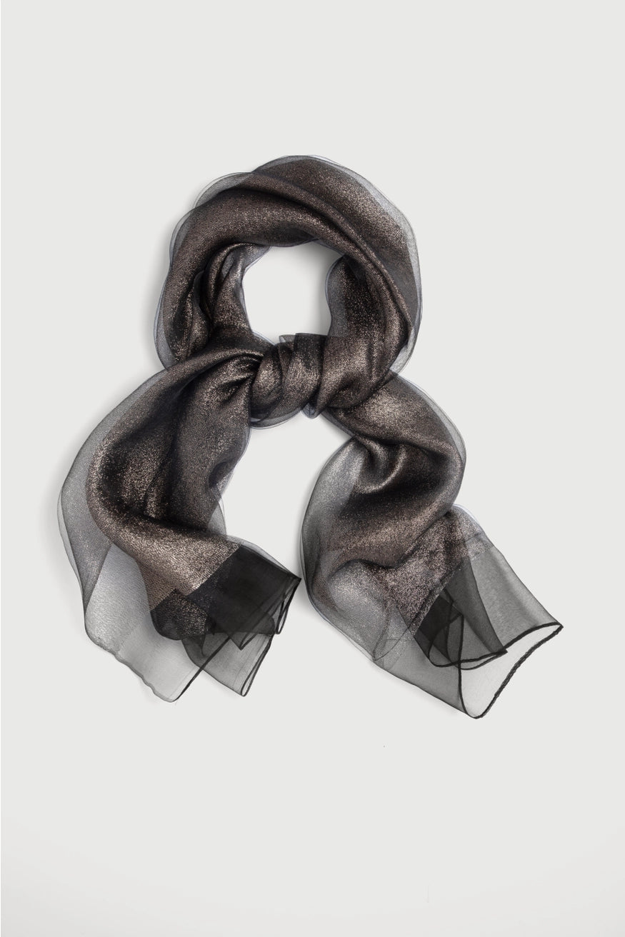 SAACHI- Silk Glimmer Scarf in Black