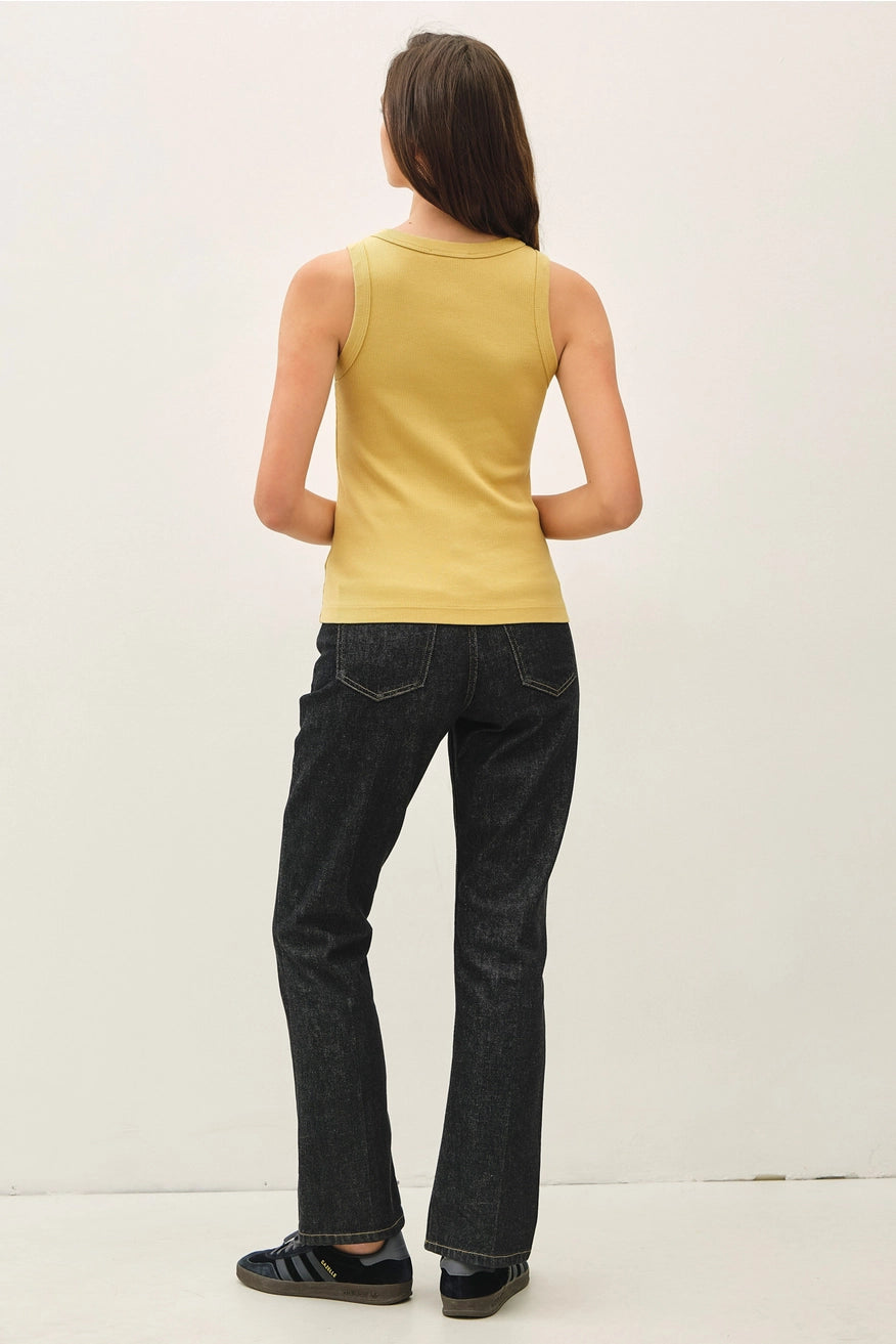 Be Cool - Basic Round Neck Tank Top in Mustard