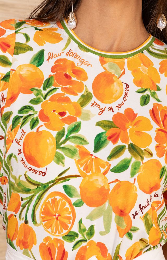 Hale Bob- Agatha Printed T-Shirt in Orange