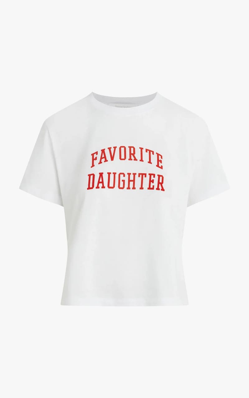 Favorite Daughter- Cropped Collegiate Tee in White
