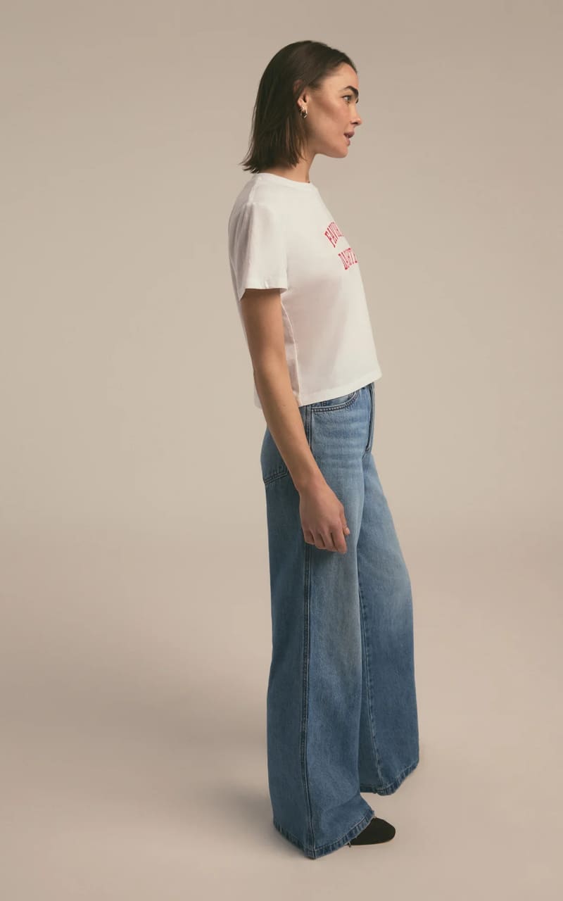 Favorite Daughter- Cropped Collegiate Tee in White