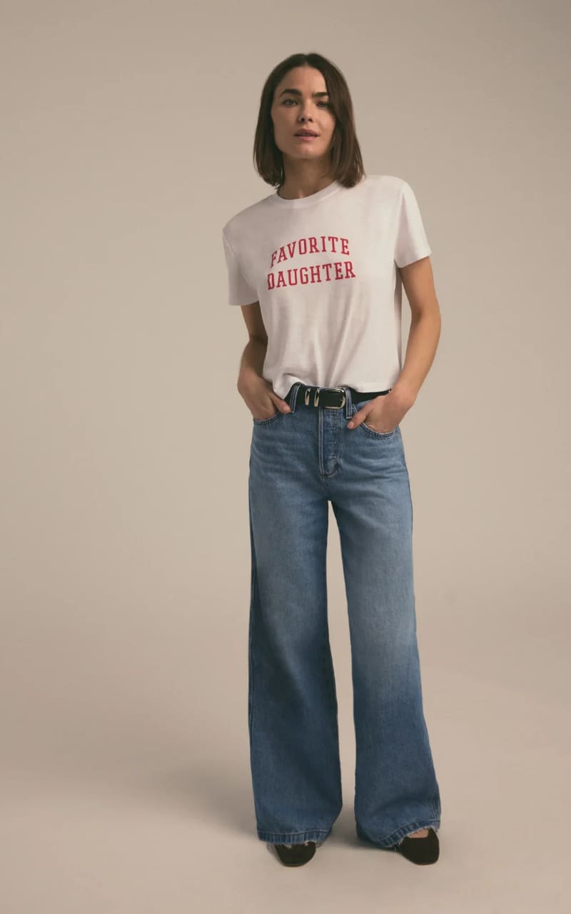 Favorite Daughter- Cropped Collegiate Tee in White