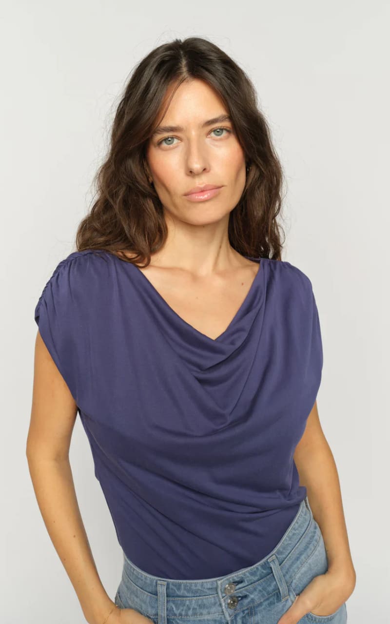 Mos Mosh- Shima Sleeveless Top in Crown Blue - T-SHIRT &