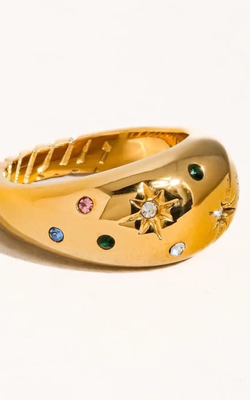 Flânerie - Angela 18K Gold Star Dome Ring - ACCESSORIES