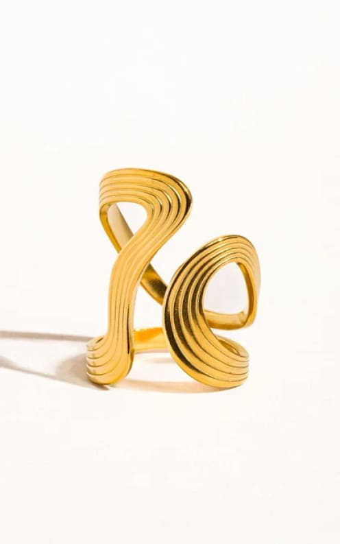 Flânerie - Xena 18K Gold Wavy Abstract Ring - ACCESSORIES