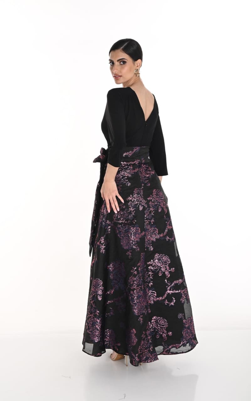 Frank Lyman- Floral Metallic Gown - DRESS