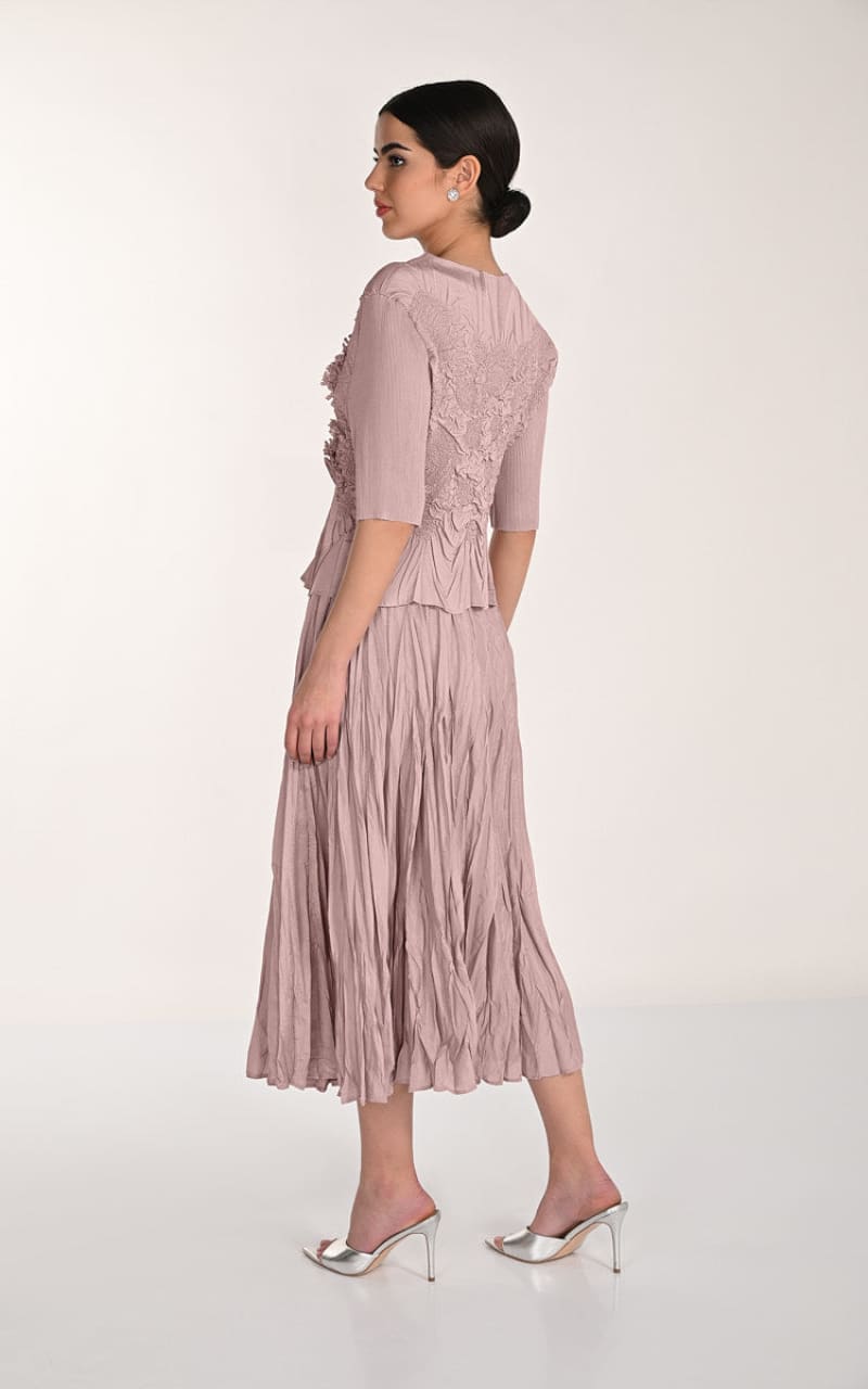 Frank Lyman- Midi Skirt and Blouse Set in Dusty Rose - DRESS