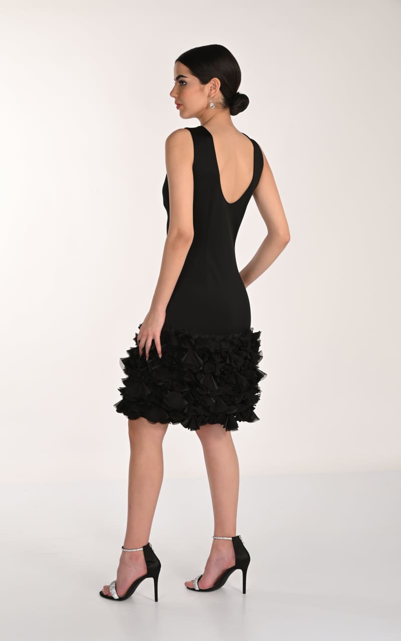 Frank Lyman- Mini Ruffle Sheath Dress in Black - DRESS