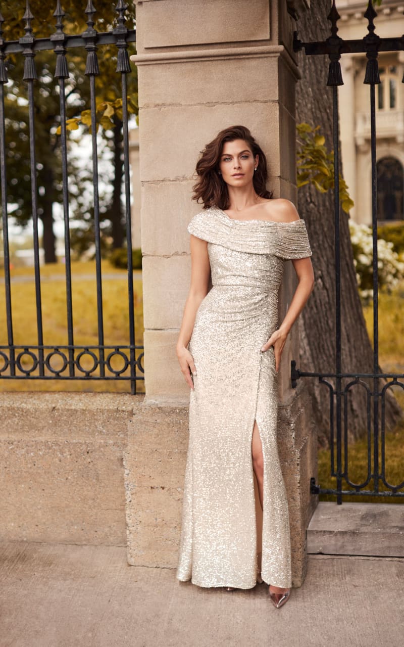 Frank Lyman- Sequin Gown in Champagne - DRESS