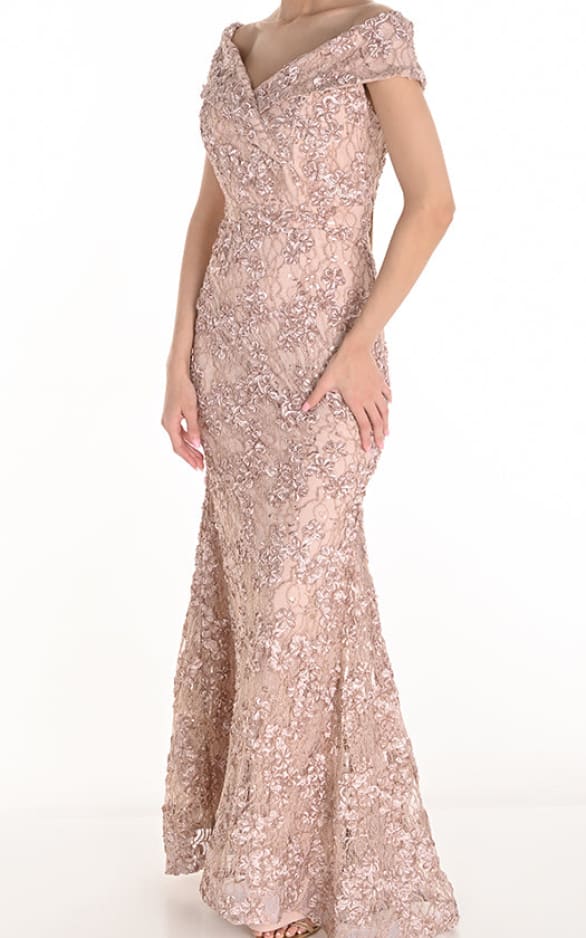 Frank Lyman Sheath Maxi Gown in Blush DRESS