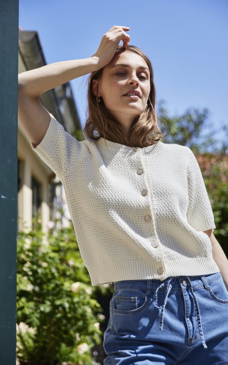 Fransa- Aralyn Cardigan in Whisper White - SWEATER &