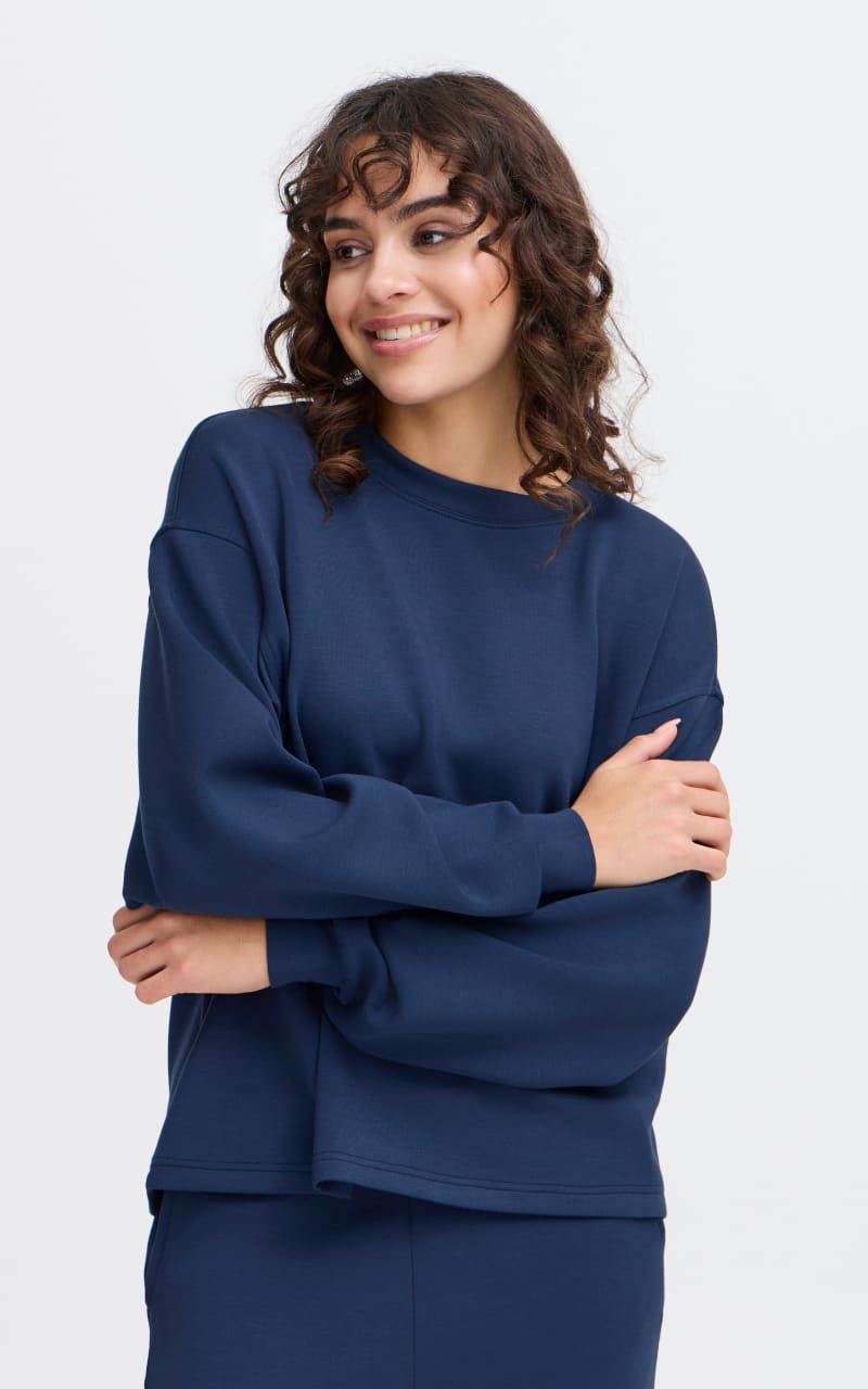 Fransa- Aurora Pullover in Navy Blazer - SWEATER &