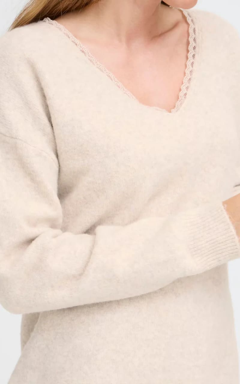 Fransa- Ellen Sweater in Oatmeal Melange - SWEATER &