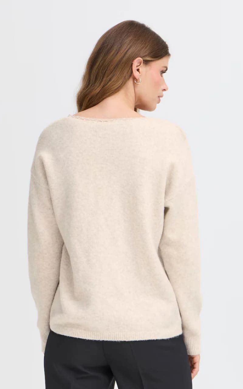 Fransa- Ellen Sweater in Oatmeal Melange - SWEATER &