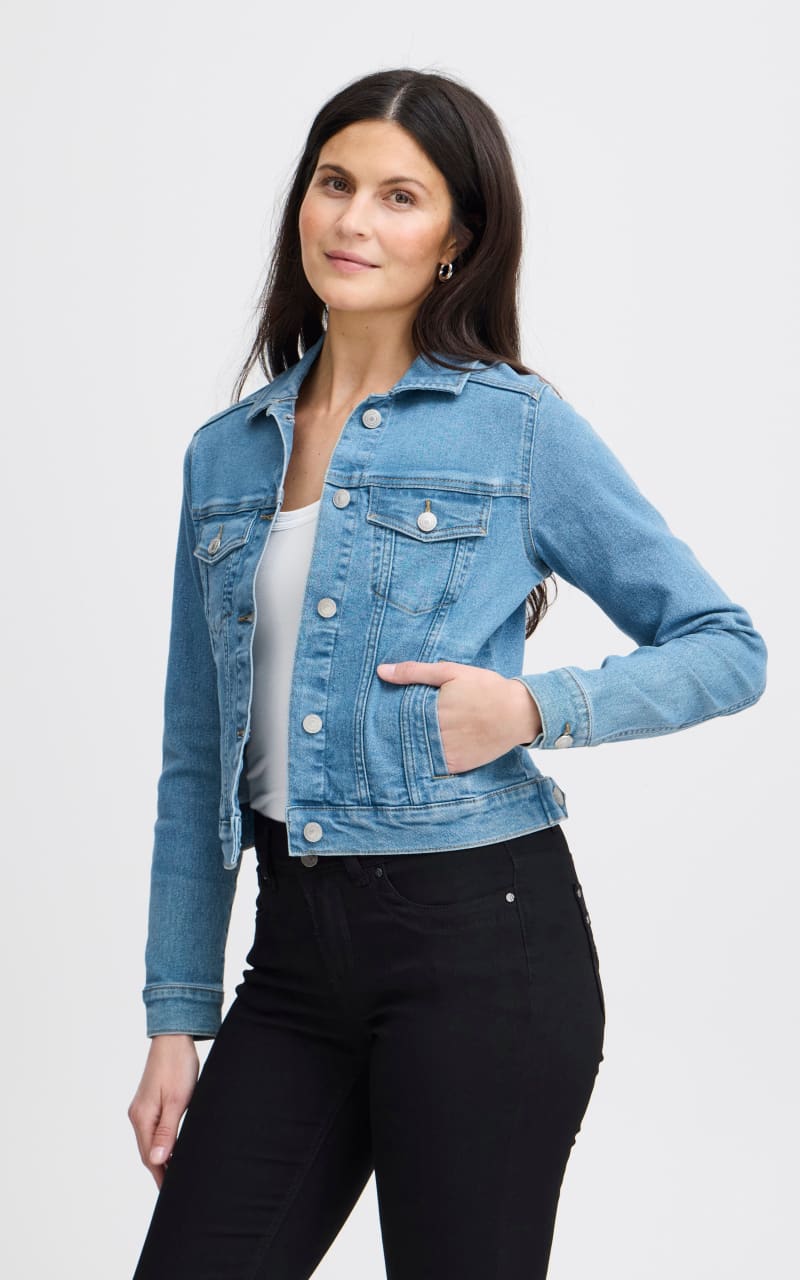 Fransa- Denima Casual Jacket - Light Blue Denim / 34