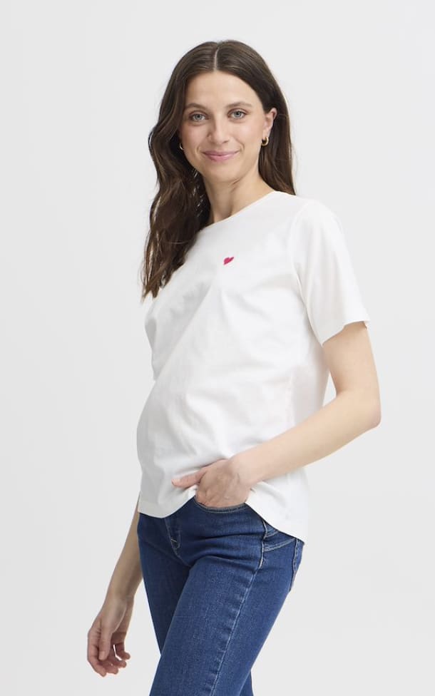 Fransa- Heart Tee - White / XS - Shirts & Tops