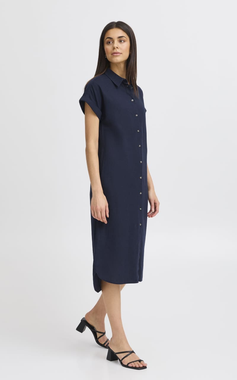Fransa- Mallia Shirt Dress in Navy - DRESS