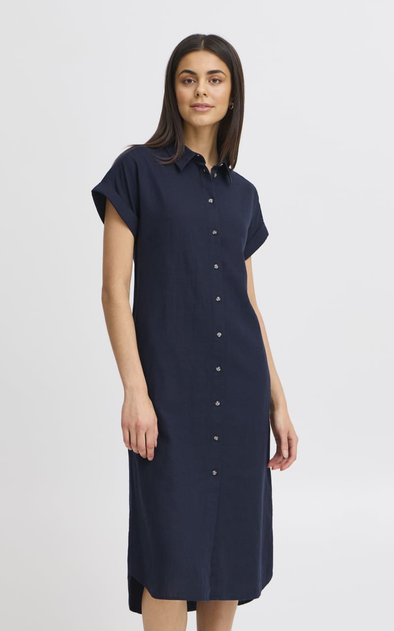 Fransa- Mallia Shirt Dress in Navy - DRESS