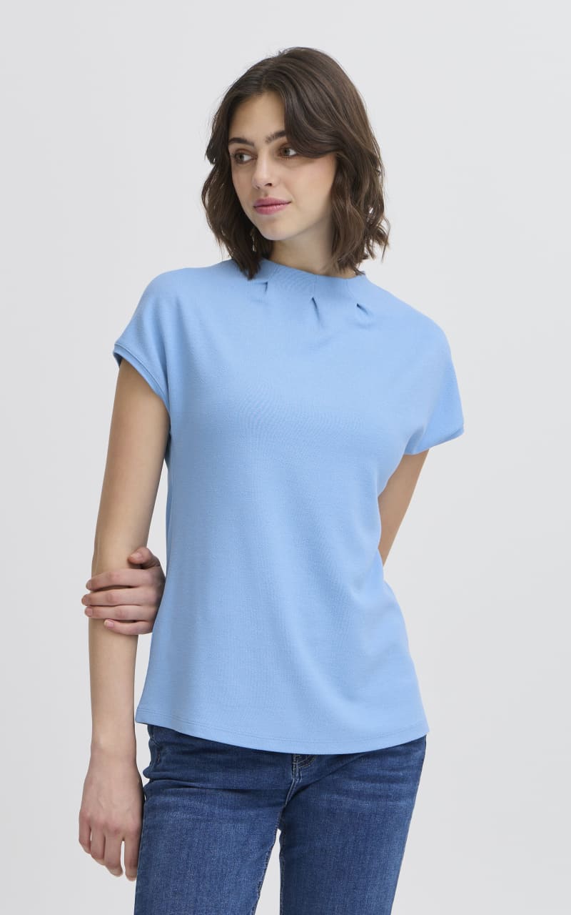 Fransa- Skater blouse in Azure Blue - Blouse