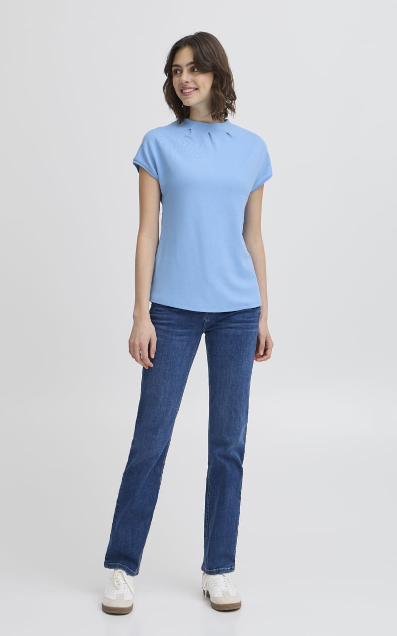 Fransa- Skater blouse in Azure Blue - Blouse