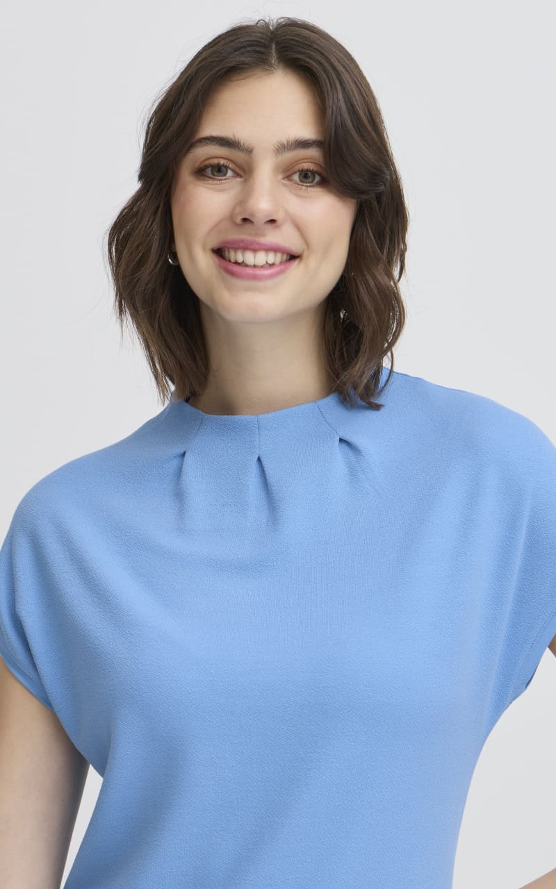 Fransa- Skater blouse in Azure Blue - Blouse