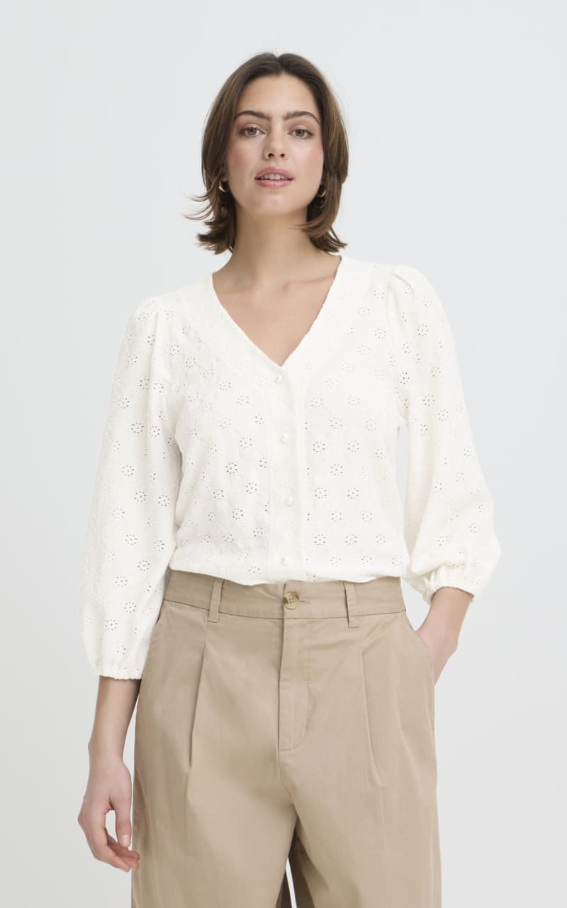 Fransa- Imira Shirt in Blanc - Blouses & Tops
