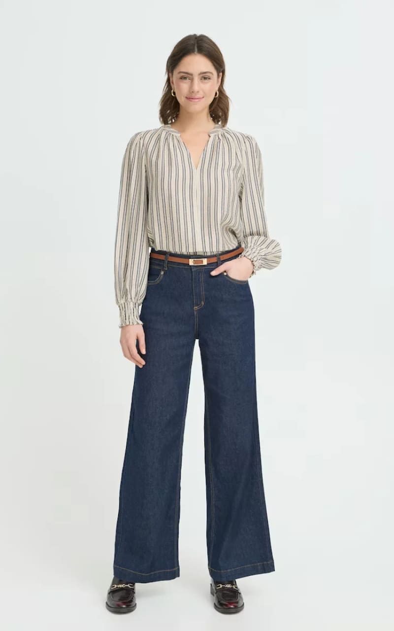 Fransa- Kamilia Blouse in Navy Stripe - Blouses & Tops