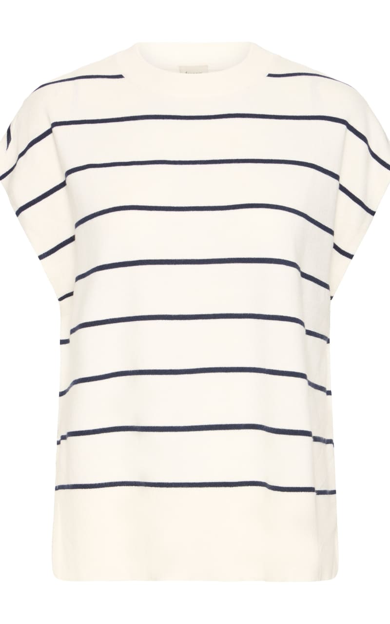 Fransa- Mary Knit Vest in Navy Blazer Stripe - SWEATER &