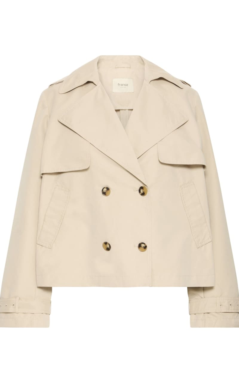 Fransa- Tara Cropped Trench in Oxford Tan - Outerwear