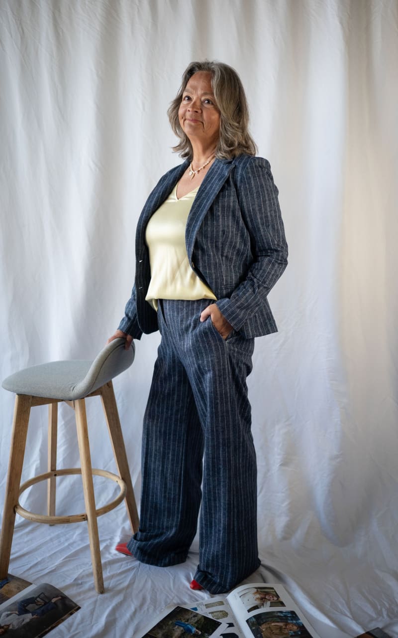 GoodMatch- Single Breasted Slim Blazer in Blue Pinstripe