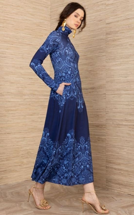 Hale Bob- Ainhoa Jersey Midi Dress in Navy - DRESS