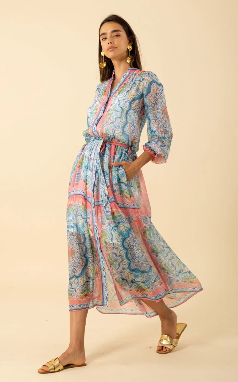 Hale Bob- Halo Chiffon Maxi Dress in Pink - DRESS