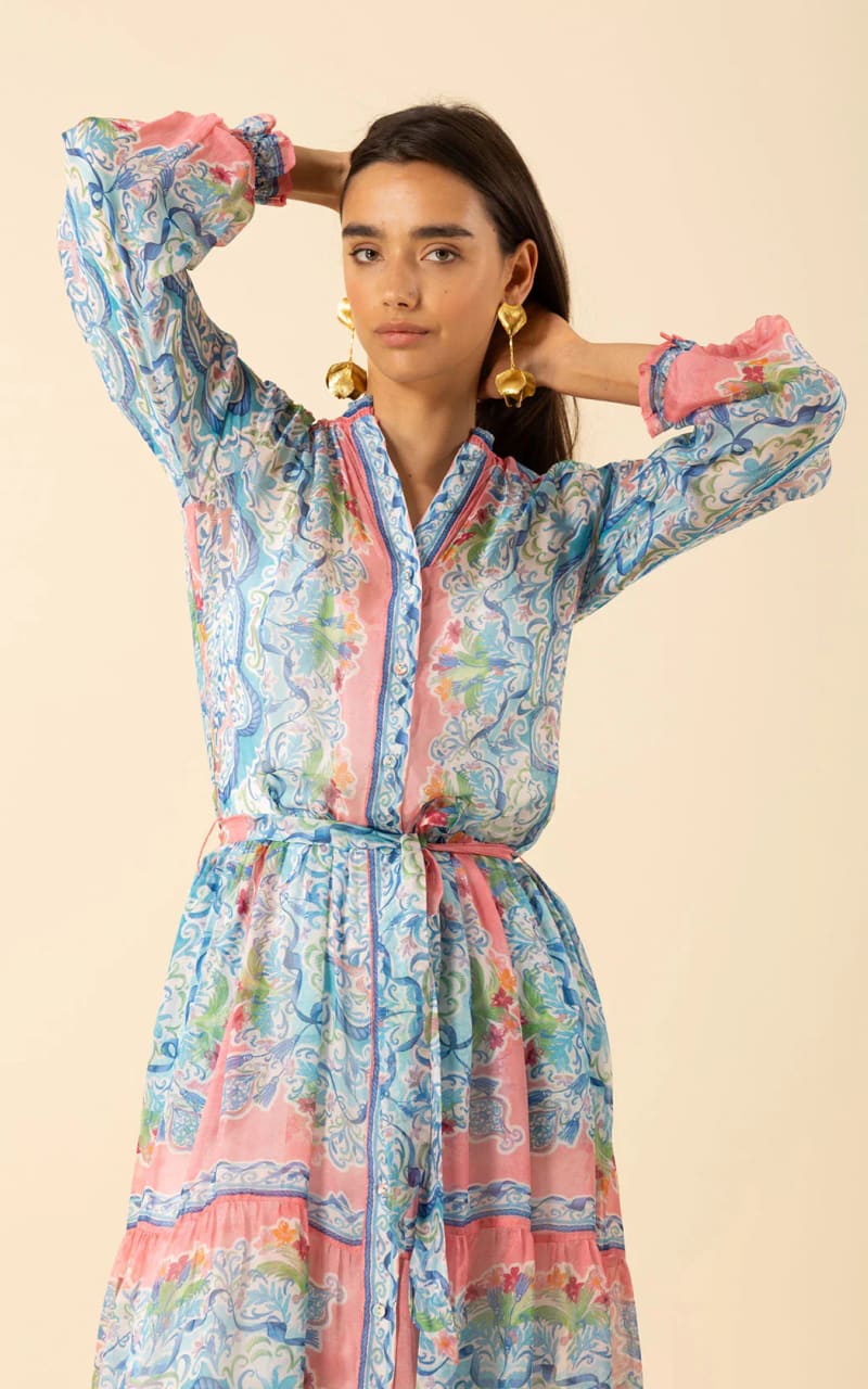 Hale Bob- Halo Chiffon Maxi Dress in Pink - DRESS