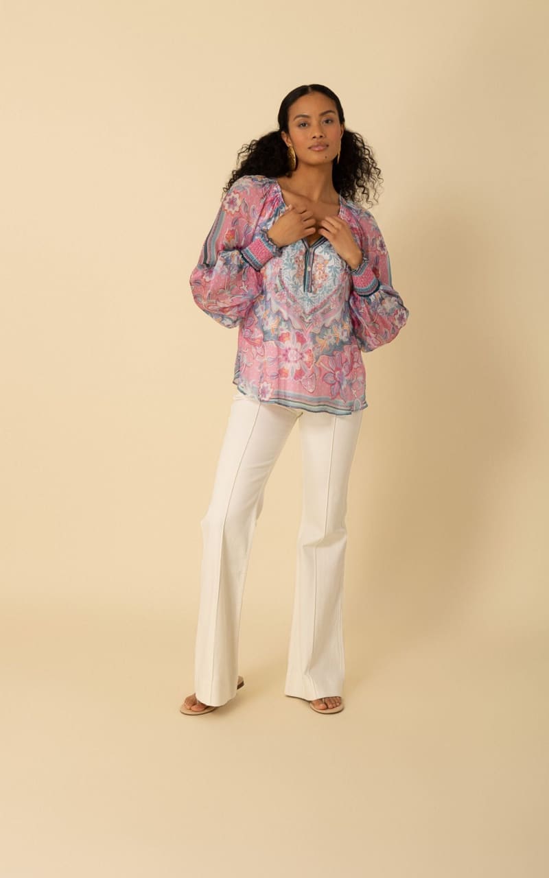 Hale Bob- Smocked Cuff Blouse