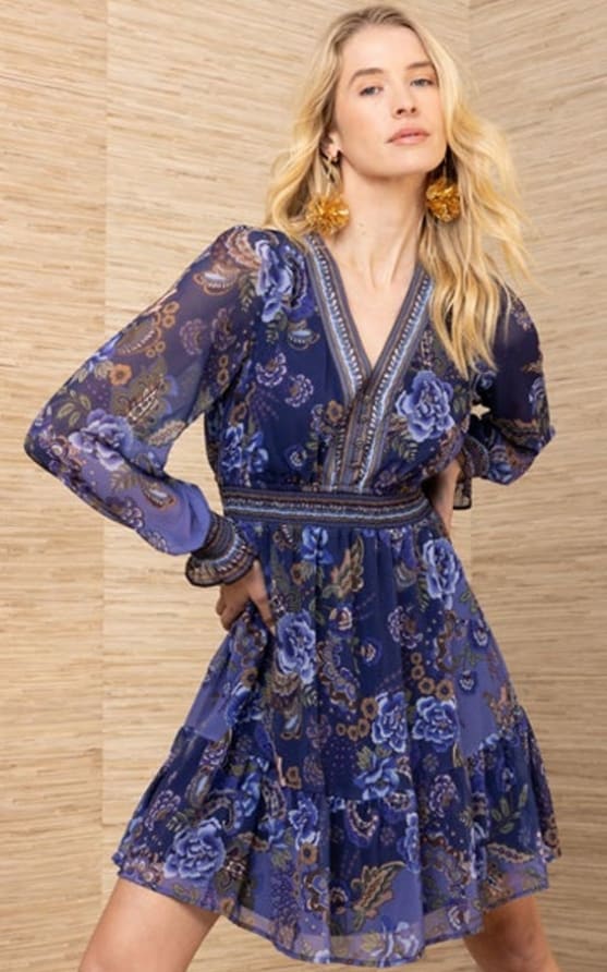 Hale Bob- Paityn Mini Chiffon Dress in Navy - DRESS