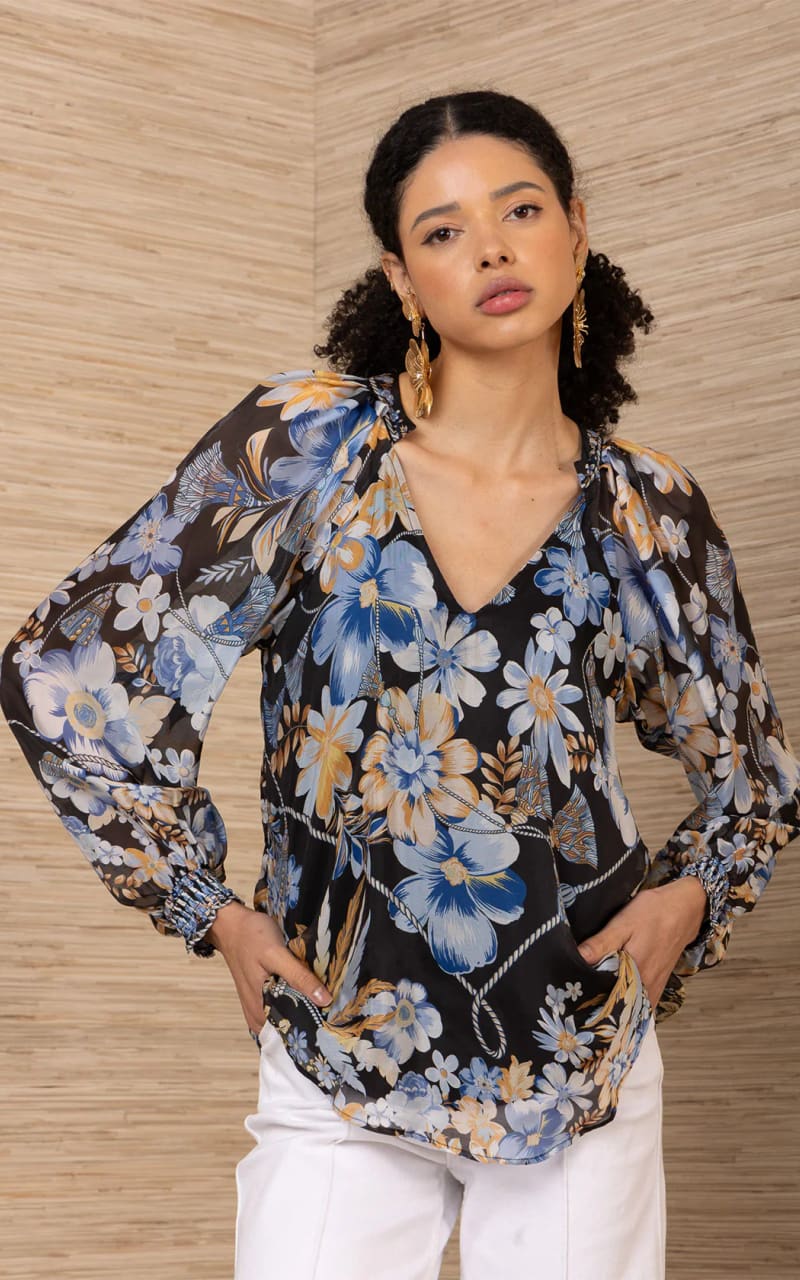 Hale Bob- Sequoia Blouse in Black - Blouses & Tops