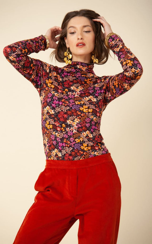 Hale Bob- Lilou Mock Neck Floral Top - Shirts & Tops