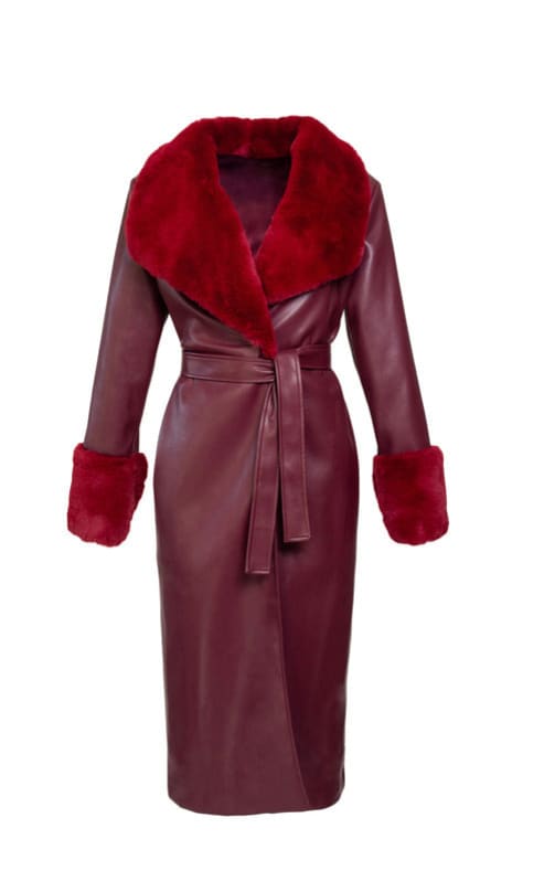 Hilary Macmillan - Leather Wrap Coat in Burgandy - jacket