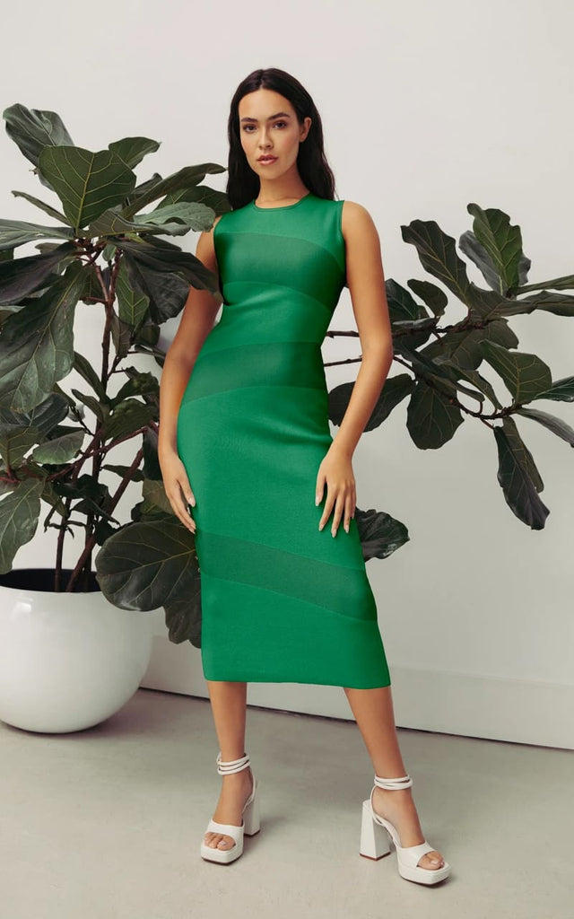 Hilary Macmillan- Swirl Knit Dress in green - Dresses