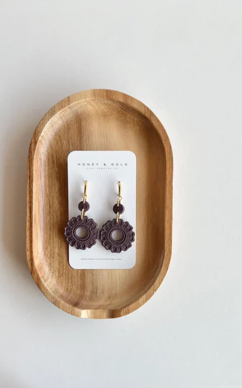 Honey & Gold Jewelry Co- Florin Earrings - Mulled Berry